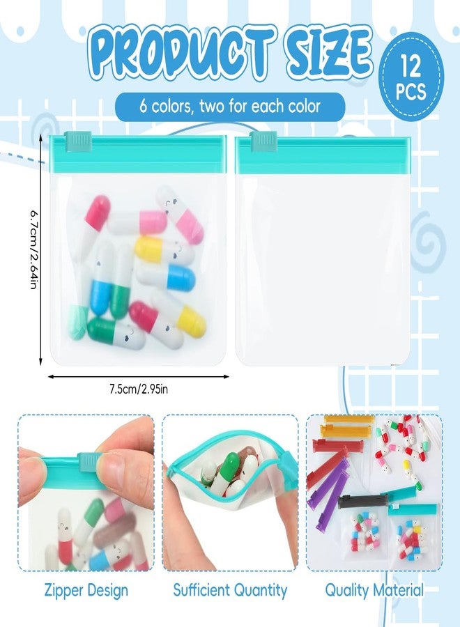 ZIBUYU® 12Pcs Medicine Pouch for Travel, Medicine Organizer Transparent Pouch EVA Medicine Pouches Storage Bags, Medicine Dispensing Bags Reuseable Food Grade Medicine Pouches for Pills, Tablets - Image 3